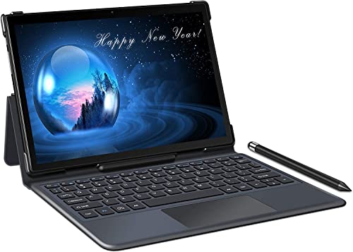 Tablet 10 pollici YESTEL 8-Core Android 11,4GB RAM+64GB ROM Tablet con tastiera WIFI Bluetooth 6000mAh Batteria,Nero