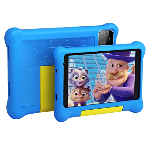 Tablet Per Bambini, Whitedeer Tablet da 7 Pollici Android 10 Quad Core WiFi 32GB ROM 3500mAh 1024*600 HD Pixel con Controllo Genitori KIDOZ App (Blu)