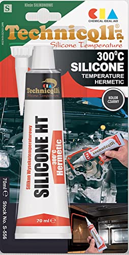 Technicqll - Adesivo sigillante siliconico resistente alle temperature (fino a 300° C), 70 ml, colore: nero