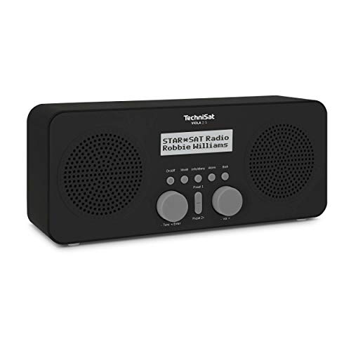 TechniSat VIOLA 2 S – radio DAB portatile (DAB+, FMF, sveglia, altoparlanti stereo, porta cuffie, Aux-In, display a due righe, comando a tastiera, 4 Watt RMS) nero
