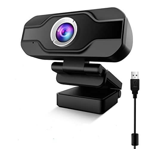 TedGem Webcam, Webcam 1080p, PC Webcam con Microfono Full HD Webcam USB Webcam per Videochiamate per PC Laptop, Conferenza, Studio, Zoom, Skype, Windows Android Linux - Nero