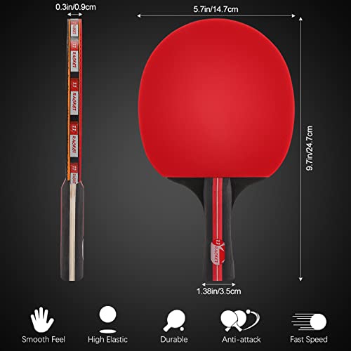 Tencoz Racchette da Ping Pong Professionale, Set da Ping Pong Porta...