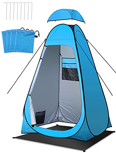 Tenda per WC, tenda da doccia con telo sotterraneo pioli, borsa da tenda, impermeabile, per il campeggio, per il cambio a scomparsa, portatile, per viaggi, pesca, escursionismo, colore: blu