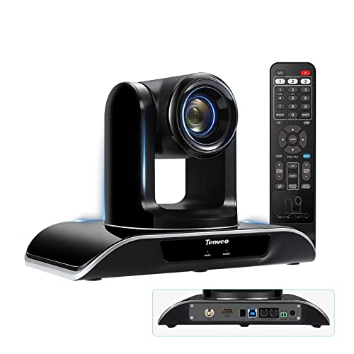 Tenveo Telecamera PC,Webcam Professionale 1080P 60fps Full HD con 20X Zoom Ottico,HDMI-SDI-USB Web Camera per Videoconferenze,Diretta Streaming,Supporta Zoom,Skype,Tik Tok