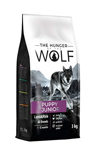 The Hunger of the Wolf Cibo secco per cuccioli e cani giovani di tuttle le razze, linea delicata senza cereali a base di riso e agnello - 3 kg