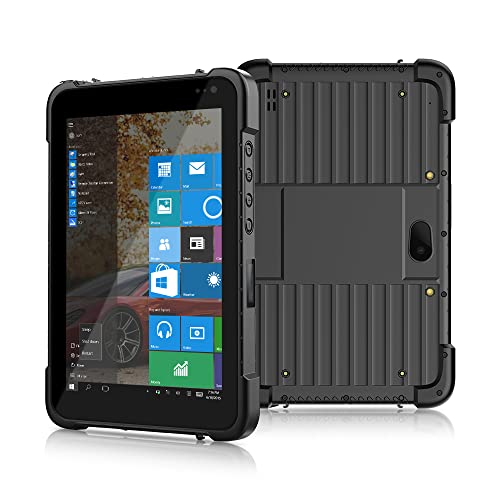 ThinKol 8 Inch Rugged Tablet PC with Windows 10 Pro, 4GB RAM 64GB SSD, GPS, WiFi, Bluetooth, 4G LTE, NFC, Car Holder, Docking Charger, Touch Screen Field Tablet