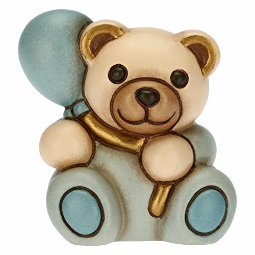 THUN - Teddy con Palloncino Azzurro - Bomboniere, Bomboniere Battesimo - Ceramica - 6,2x5x6,7 cm h