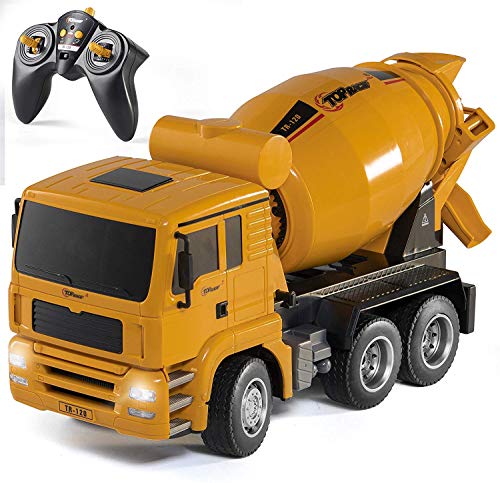 Top Race Camion betoniera con tutte le funzioni, giocattolo telecomandato alimentato a batteria, per bambini e bambine (di età 3-7), scala 1:18, con luci e suoni