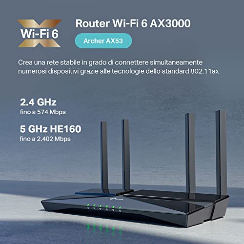 TP-Link Archer AX53 Router WiFi 6 Dual-Band AX3000, 2402Mbps su 5 G...