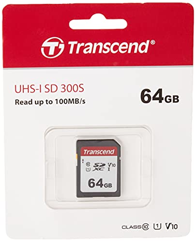 Transcend TS64GSDC300S Scheda di Memoria SDXC da 64 GB, Imballaggio Standard, 300S, Standard