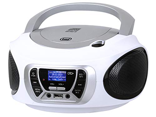 Trevi CMP 510 DAB Stereo Portatile CD Boombox Radio DAB   DAB+ con RDS, USB, AUX-IN, Presa Cuffia, Bianco