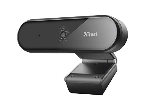 Trust Tyro Webcam PC con Microfono Full HD 1080p, Auto-Focus, USB, Treppiede Incluso, Telecamera per Hangouts, Skype, Teams, Zoom, Computer, Laptop - Nero