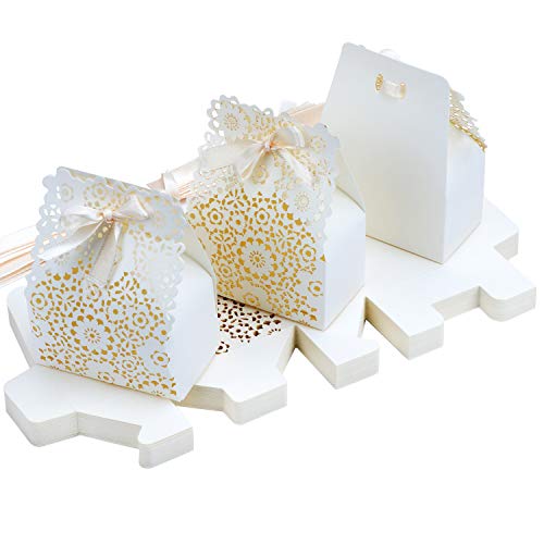TsunNee Scatola di caramelle di carta vuota, scatole di bomboniere di nozze con motivo floreale, confezione regalo per feste fai da te, scatole regalo di carta creativa, confezione da 30