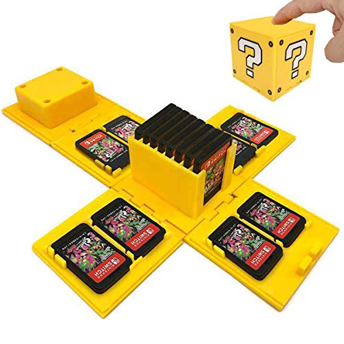 TUSNAKE Porta Carte da Gioco per Nintendo Switch, Contiene Fino a 16 Giochi Sistema di Conservazione Protettivo Organizzatore Card Giochi Involucro Rigido (Question?  Yellow)