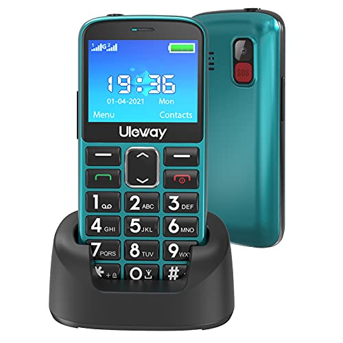 Uleway Telefono Cellulare per Anziani con Tasti Grandi,Funzione SOS HAC|2.4  Display | Supporto SIM Doppio | Chiamata Rapida and Torcia | Radio Suono Alto | Batteria di grande con base di ricarica