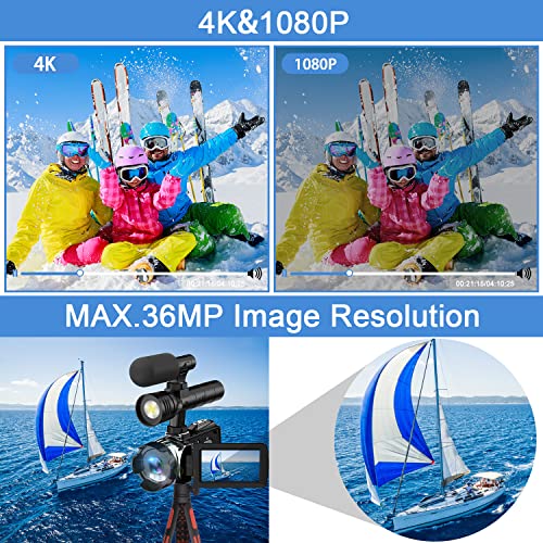 Videocamera Digitale 4K Camcorder FHD 60FPS Vlogging Camera per You...