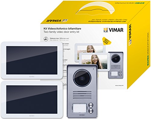 Vimar K40916 Kit Videocitofono 7  Touch Screen Bifamiliare Con Alimentatore Multispina, Multicolore