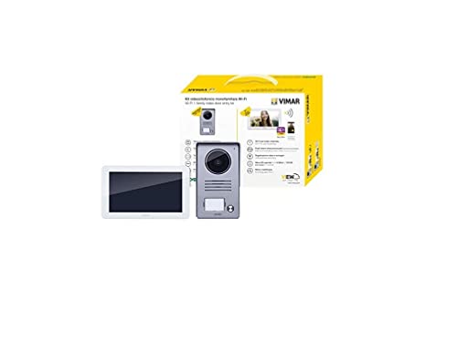 VIMAR K40955 Kit videocitofonico da parete con: videocitofono touch screen vivavoce Wi-Fi a colori LCD 7 , targa audiovideo 1 pulsante, alimentatore, completo di staffe per il fissaggio, bianco