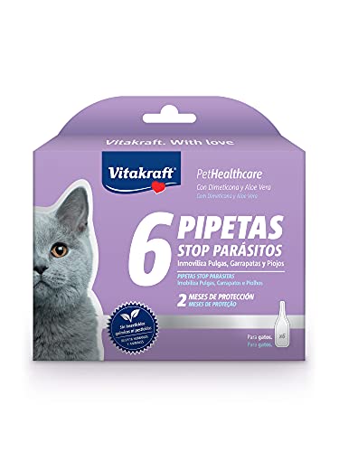 Vitakraft - Pipetta Stop parassiti per gatti, con Dimeticone e Aloe...