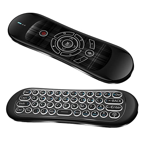 Voice Air Mouse Retroilluminato con Tastiera, Telecomando TV Ricaricabile 2.4GHz con Sensori giroscopio per Android Box, PC, Proiettore, HTPC (non compatibile con Smart TV)