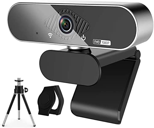 Webcam 1080P Pro HD Webcam con microfono stereo, grandangolo 110°, copertura per la privacy, treppiede per conferenza, Live Streaming registrazione, compatibile con Skype Zoom YouTube