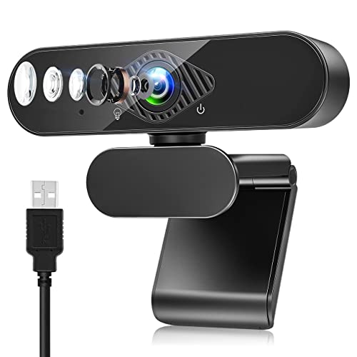 Webcam, Webcam per PC con Microfono 1080P con Video Camera USB 2.0 per Laptop, Desktop, Smart TV per Videochiamate, Conferenza, Studio e Lavoro