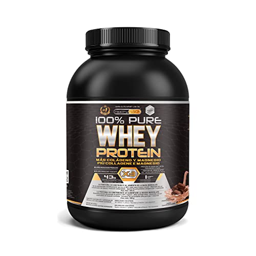 Whey protein 100% pura | Proteine whey + collagene + magnesio | Proteine del siero di latte isolate per lo sviluppo muscolare | Massa muscolare pulita | 30 dosi (Cioccolato)