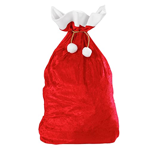 Widmann 1561X - Sacco di Babbo Natale, velluto, 60 x 100 cm, rosso-bianco, Babbo Natale, borsa, accessorio, festa a tema, carnevale, Natale