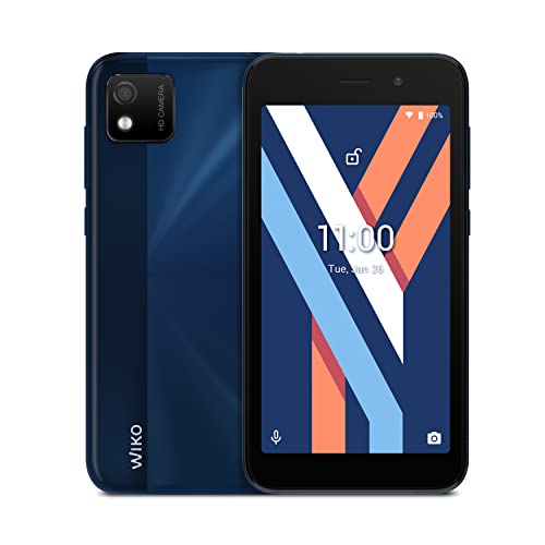 WIKO Y52 Smartphone, Doppia SIM Android 11, 4G, Micro-USB, 16 GB+1GB di RAM, Batteria da 2020mAh, Blu, Display da 5 