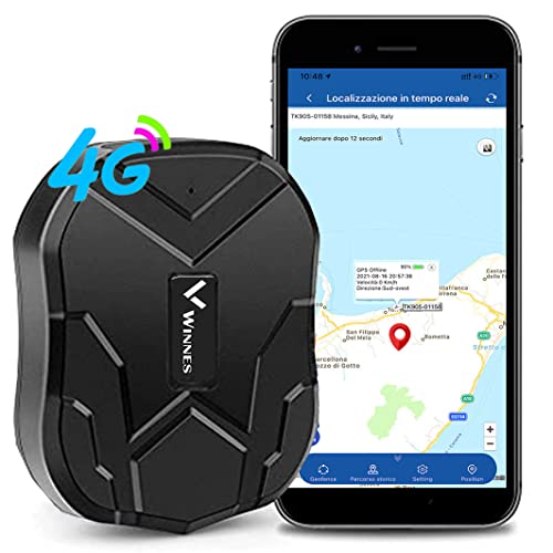 Winnes 4G GPS Auto Tracker,10000mah Localizzatore GPS Tracciatore,Antifurto Locator per AUTO Veicoli MOTO con Avviso in tempo reale Genfence Magnete Potente e Batteria APP Gratuita