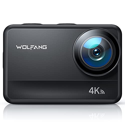 WOLFANG Action Cam GA400 4K 60FPS 8M Corpo Impermeabile Touchscreen Sport Camera 40M Subacquea Webcam WiFi Videocamera EIS Shakeproof Helmet Camera con Telecomando 2.4G Batterie 2x1350mAh e Accessori