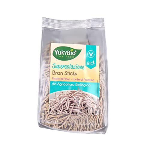YukyBio, Supercolazione - Bran Sticks, Cereali Biologici di Crusca Integrale da Agricoltura Biologica, Ricca Fonte di Fibre e di Proteine, 100% Made in Italy, 1 Confezione da 300 gr