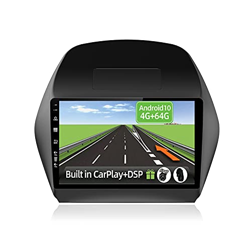 YUNTX Android 10 2 Din Autoradio per Hyundai Tucson IX35(2010-2015)-4G+64G-[Integrato CarPlay Android auto DSP]- Gratuiti 4-LED Camera&MIC -Support DAB Controllo del Volante 360 Camera MirrorLink