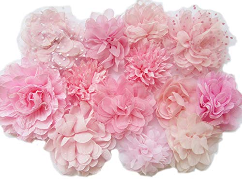 YYCRAFT 10 fiori in chiffon rosa per ragazze fascia per bambini, fi...