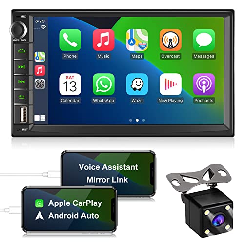 ZKJAYOE Autoradio 2 DIN Compatibile con Apple CarPlay & Android Auto & Assistente Vocale, 7 pollici HD Touch Screen con Bluetooth 5.0 Fotocamera Posteriore USB SWC AV Input Mirror Link FM Car Radio