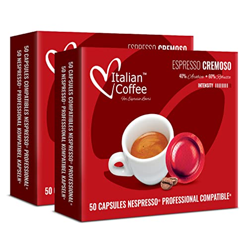 100 Capsule di caffè Espresso Cremoso Italian Coffee compatibili Nespresso Professional*