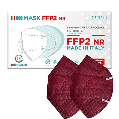 15 Mascherine FFP2 certificate CE colorate BORDEAUX prodotte in ITA...