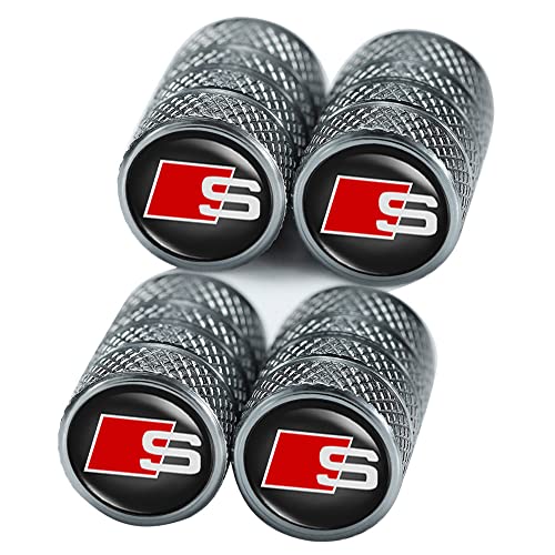 4 Pcs Tyre Valve Caps Suitable for Audi RS A1 A3 RS3 A4 A5 A6 A7 RS7 A8 Q3 Q5 Q7 R8 Class Series Corrosion Resistant Leak-Proof Valve Stem Cover Dust Caps for Car Tyres,Car Accessories, Black