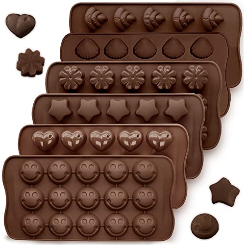 6 pezzi Silicone Stampi per Fondente Dolci, CNYMANY Anti-aderente Cucina Teglie Vassoi per Cubetti di Ghiaccio per Fare Caramelle Cioccolato Focaccina Cupcake