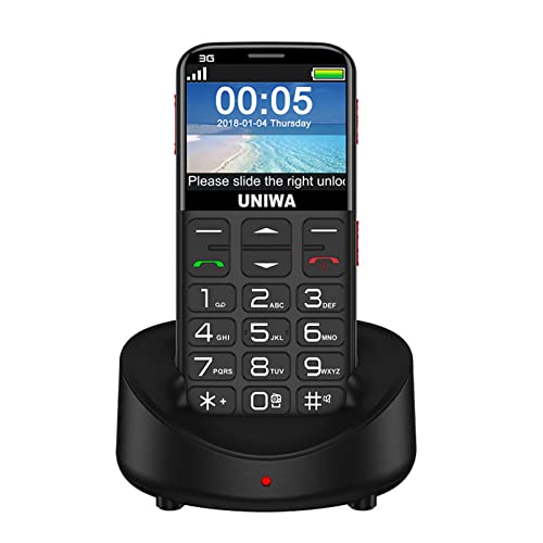 73HA73 Telefono Cellulare Senior 3G con Schermo Curvo da 2,31 Pollici Sbloccato con Base di Ricarica per Fotocamera con Funzione SOS Slot per Scheda SIM Singola