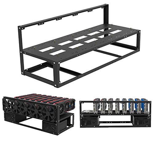 8 GPU Mining Rig Frame for Crypto Coin Currency Bitcoin Ethereum BTC S37 B85 B75 AK2980-D8P-65 Motherboard Bracket Support to Dual Power 8 Graphics Card Miners Rack ETH BTC ETC ZEC