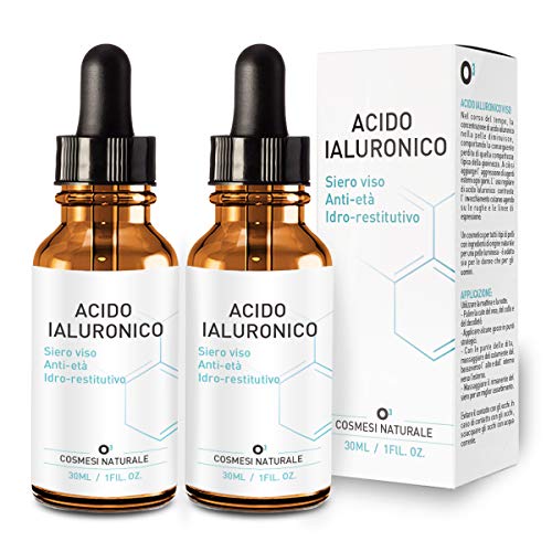 Acido Ialuronico Viso - Siero Antimacchia 2x30ml | Vitamina C - Effetto Anti Età – Antirughe – Acne - Cicatrici | Vegano e Naturale | Formula innovativa