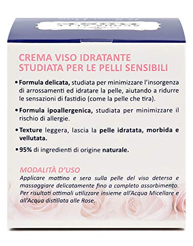 Acqua alle Rose, Crema Viso Idratante Sensitive con Vitamina B5 ed ...