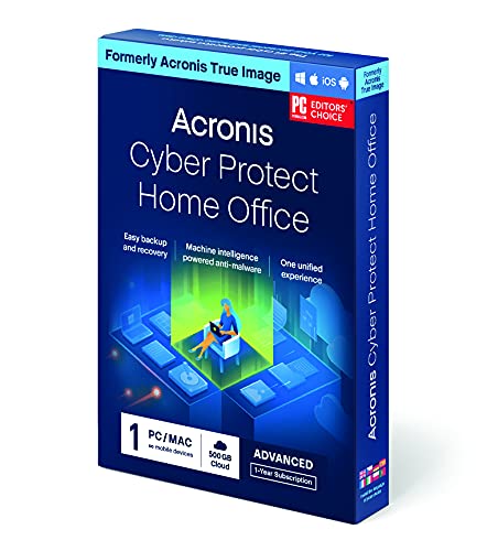 Acronis Cyber Protect Home Office, Advanced Edition, Software per la Protezione da Virus e la Sicurezza Internet, Protezione del Backup Inclusa, 500 GB di Cloud Storage, Abbonamento 1 Anno, 1 PC Mac