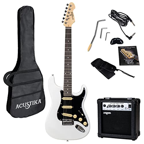 Acustika - chitarra elettrica 39’ - incluso amplificatore per chitarra da 10 watt, corde di sostituzione, Custodia, tracolla, plettri e chiavini.