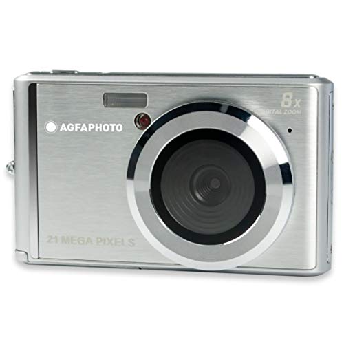 AGFA Photo - Fotocamera digitale compatta con sensore CMOS da 21 Megapixel, zoom digitale 8x e display LCD, colore: Argento