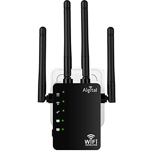 Aigital 1200Mbps Ripetitore WiFi Potente, Amplificatore WiFi Extender 5GHz Dual Band con 2 Porta LAN, Compatibile con Modem Fibra e ADSL