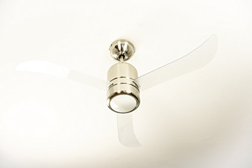AireRyder Loft Ventilatore a Soffitto con Illuminazione e Telecomando, Nickel Satinato, Pale Trasparenti, 112 cm, cristallo