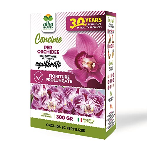 Albagarden Concime Orchidee - Fertilizzante Solubile Nutriente Granulare Per Abbondanti Fioriture - Ottimo Per Vaso Orchidee E Piante Ornamentali In Piena Terra, Per Interno Ed Esterno X 300 gr