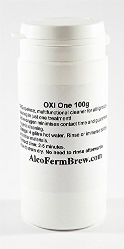 AlcoFermBrew OXI One 100g - Ossigeno Attivo - No-Rinse – Detergente – Sterilizzante – Sterilizzatore - Bottiglie per Birra – Sanificanti – Lavabottiglie